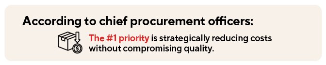 According to chief procurement officers: The #1 priority is strategically reducing costs without compromising quality.