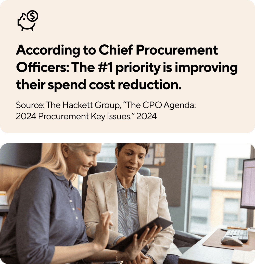 According to Chief Procurement Officers: The number one priority is improving their spend cost reduction.