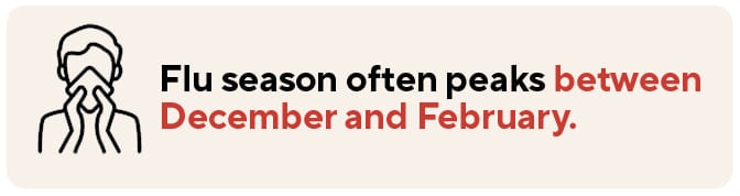 Flu season often peaks between December and February.